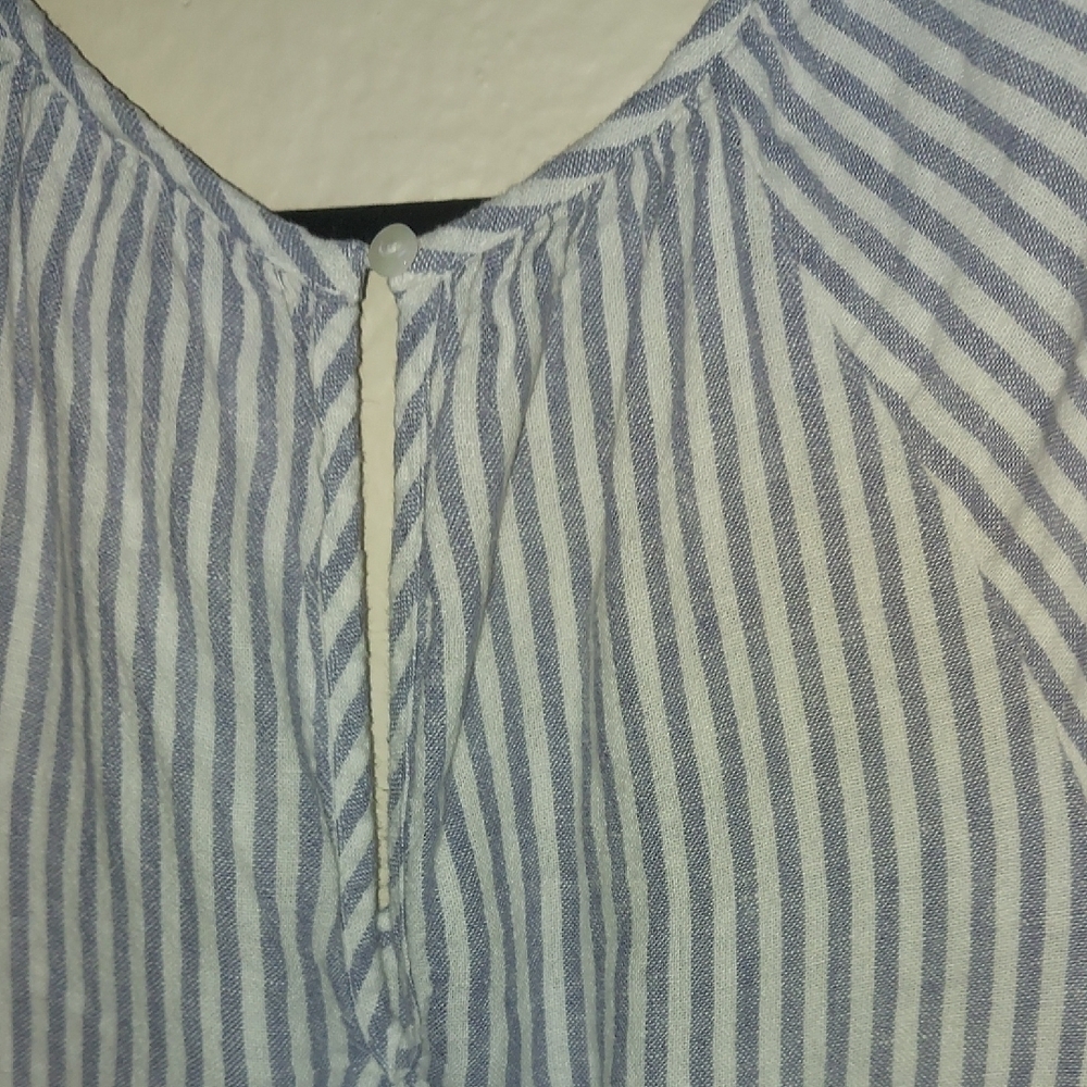 Universal Thread Blue & White Striped V-Neck Romper - Picture 8 of 11